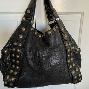 Kooba Black Leather Studded Handbag